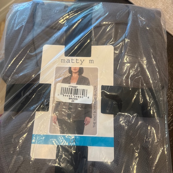 Matty M Women's Knit Boyfriend Blazer (gray) - Picture 2 of 3